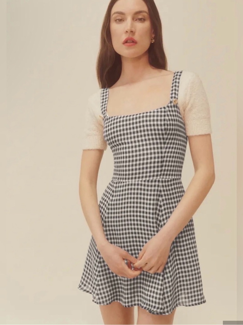 Reformation Tai Gingham mini dress black and white